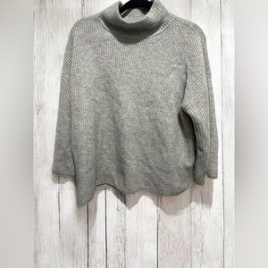 Rachel Zoe Women’s Mock Neck 100% Cashmere Ribbed Sweater Gray Color Large NWOT